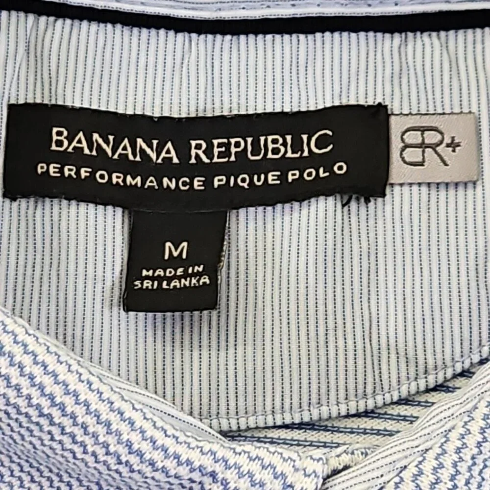 Banana Republic Shirt Men's Medium Performance Pique Polo Blue Pocket 785166 EUC